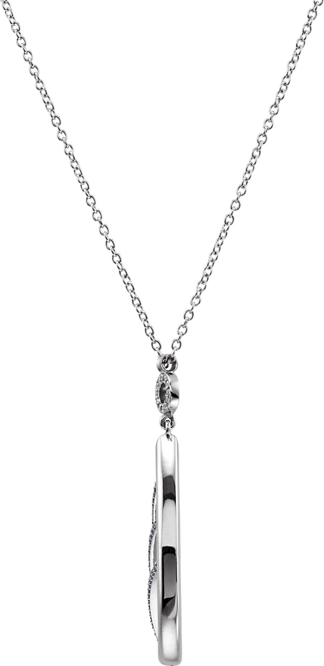 Platinum Round Natural Blue Sapphire & Natural White Sapphire Accented Necklace or Pendant - view 4