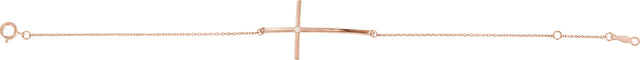 14K Gold Round Natural Diamond Accented Sideways Cross Bracelet - Rose Gold - view 4