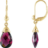 14K Gold Natural Brazilian Garnet Briolette Earrings