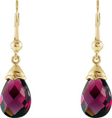 14K Gold Natural Brazilian Garnet Briolette Earrings - view 2
