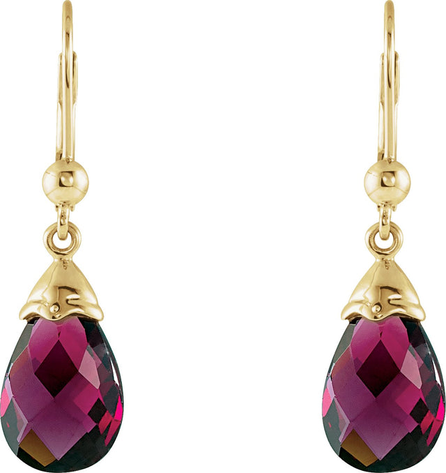 14K Gold Natural Brazilian Garnet Briolette Earrings - view 2