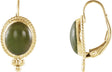14K Gold Oval Natural Nephrite Jade Cabochon Earrings