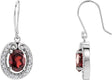 14K Gold Oval Natural Mozambique Garnet & Natural Diamond Halo-Style Earrings – 8x6mm