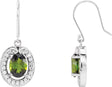 14K Gold Natural Green Tourmaline & Natural Diamond Oval Halo-Style Earrings