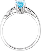 14K Gold Oval Natural Swiss Blue Topaz Solitare Ring - view 2