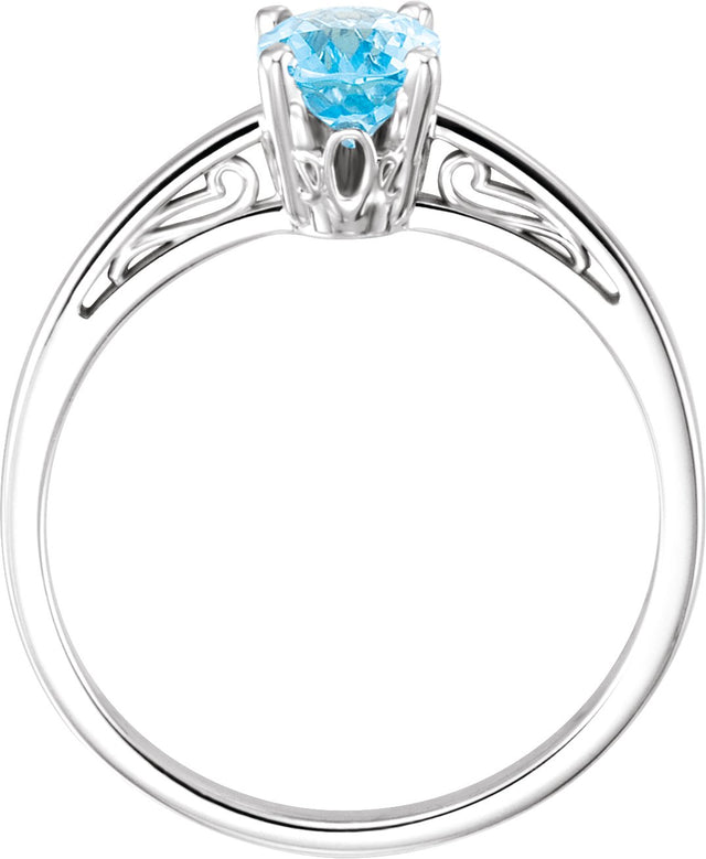 14K Gold Oval Natural Swiss Blue Topaz Solitare Ring - view 2