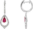 14K Gold Pear Natural Ruby & Natural Diamond Accented Dangle Earrings
