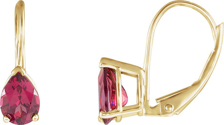 14K Gold Oval Natural Rhodolite Garnet Pear V-End Earrings