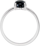 14K Gold Oval Natural Black Onyx Cabochon Solitaire Ring - White Gold - view 2
