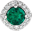 Platinum Round Lab-Grown Emerald & Natural Diamond Halo-Style Necklace or Pendant – 0.08 CTW