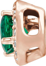 14K Gold Round Lab-Grown Emerald & Natural Diamond Halo-Style Necklace or Pendant – 0.08 CTW - Rose Gold - view 2