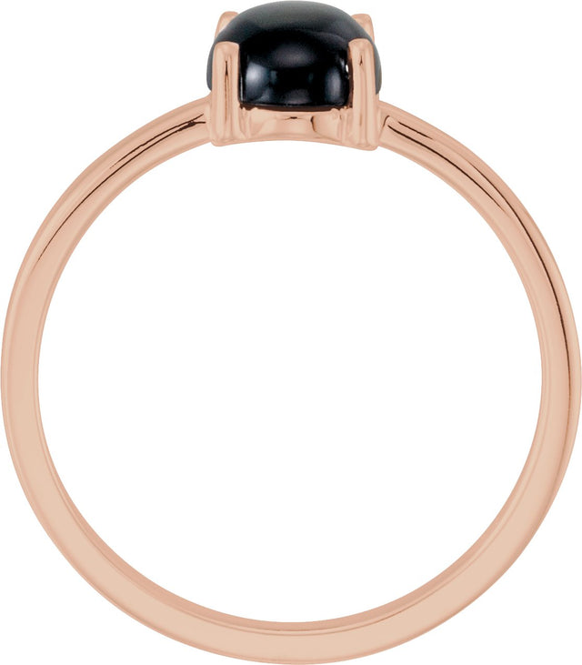 14K Gold Oval Natural Black Onyx Cabochon Solitaire Ring - Rose Gold - view 2