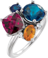 Platinum Round Natural Diamond Multi-Shape Cluster Ring