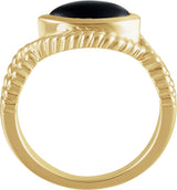 14K Gold Marquise Natural Onyx Bezel-Set Rope Ring - view 2