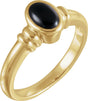 14K Gold Oval Natural Black Onyx Bezel-Set Ring