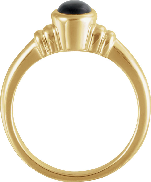 14K Gold Oval Natural Black Onyx Bezel-Set Ring - view 2