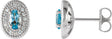 Platinum Natural Aquamarine & Natural Diamond Oval 4-Prong Halo-Style Earrings
