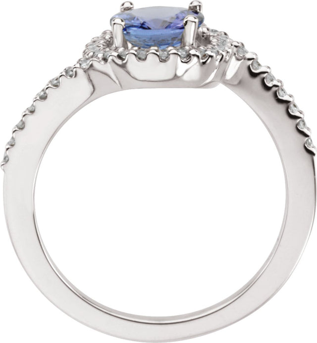 14K Gold Round Natural Diamond Accented Ring – 6.5mm Stones - view 2