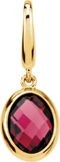 14K Gold Oval Natural Rhodolite Garnet Solitaire Pendant