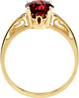 14K Gold Round Natural Mozambique Garnet Solitaire Ring – 7mm Stones - view 2