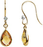 14K Gold Pear Natural Citrine & Natural Diamond Accented Earrings