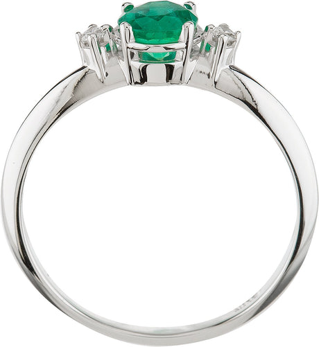 14K Gold Round Natural Emerald & Natural Diamond Accented Ring – 5mm Stones - view 2