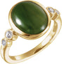 14K Gold Oval Natural Diamond Accented Bezel-Set Ring