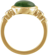 14K Gold Oval Natural Diamond Accented Bezel-Set Ring - view 2