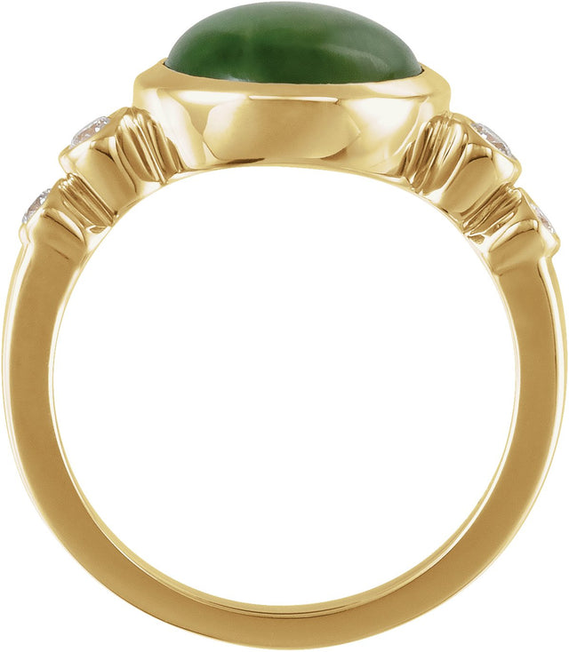 14K Gold Oval Natural Diamond Accented Bezel-Set Ring - view 2