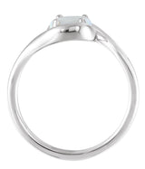 14K Gold Round Natural White Opal Bypass Cabochon Ring - White Gold - view 2