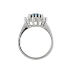 14K Gold Oval Natural Blue Sapphire & Natural Diamond Halo-Style Ring - view 2