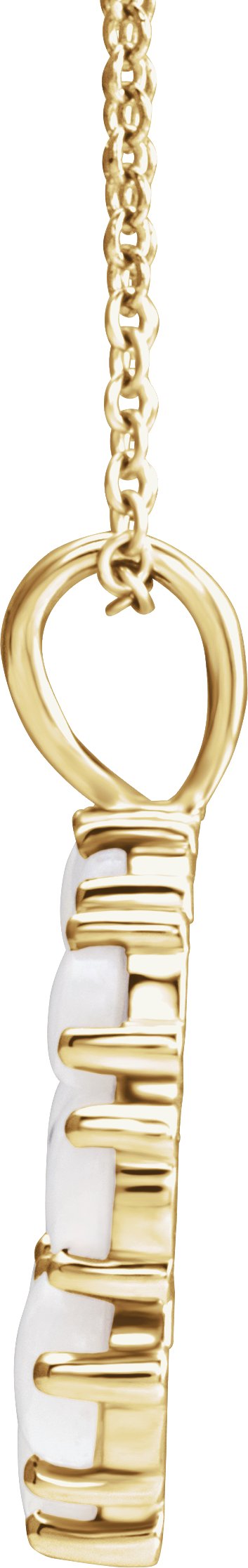 14K Gold Round Natural White Opal Halo-Style Necklace or Pendant - Yellow Gold - view 2