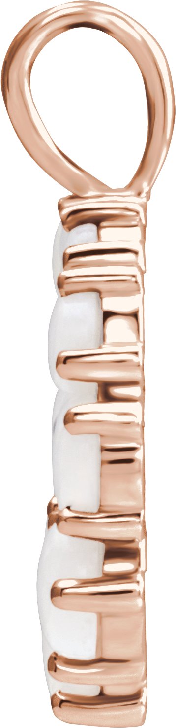 14K Gold Round Natural White Opal Halo-Style Necklace or Pendant - Rose Gold - view 2