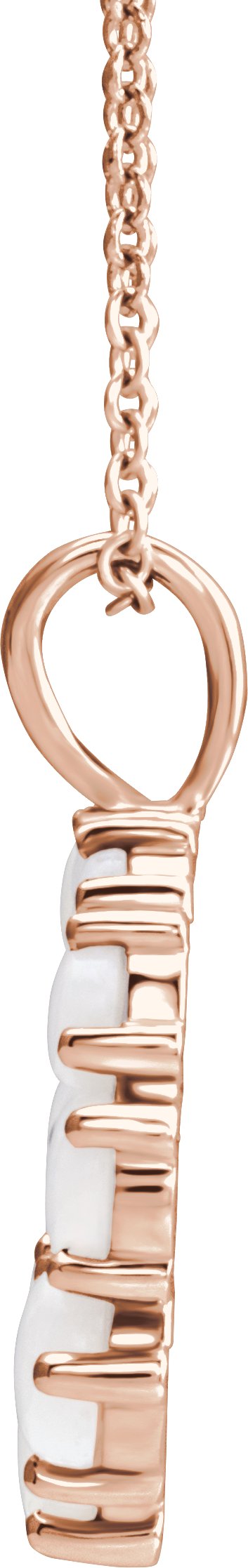 14K Gold Round Natural White Opal Halo-Style Necklace or Pendant - Rose Gold - view 2