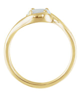14K Gold Round Natural White Opal Bypass Cabochon Ring - Yellow Gold - view 2