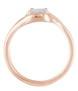 14K Gold Round Natural White Opal Bypass Cabochon Ring - Rose Gold - view 2