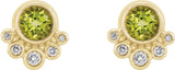 14K Gold Round Natural Peridot Accented Bezel-Set Earrings - Yellow Gold - view 4
