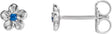 Platinum Round Blue Sapphire Youth Flower Earrings