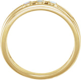 14K Gold Round Natural White Opal Three-Stone Bezel-Set Ring - Yellow Gold - view 2