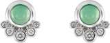 Platinum Round Natural Diamond Accented Cabochon Earrings - view 2