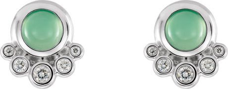 Platinum Round Natural Diamond Accented Cabochon Earrings - view 2
