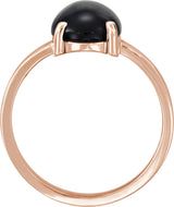14K Gold Oval Natural Black Onyx Cabochon Solitaire Ring - Rose Gold - view 2