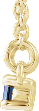 14K Gold Straight Baguette Lab-Grown Blue Sapphire Accented Bar Necklace - Yellow Gold - view 4