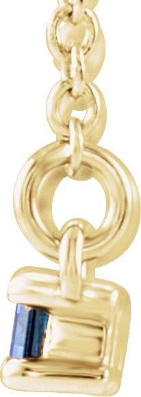 14K Gold Straight Baguette Natural Blue Sapphire Accented Bar Necklace - Yellow Gold - view 4