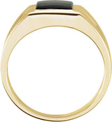 10K Gold Square Natural Black Onyx Bezel-Set Cabochon Ring - Yellow Gold - view 2