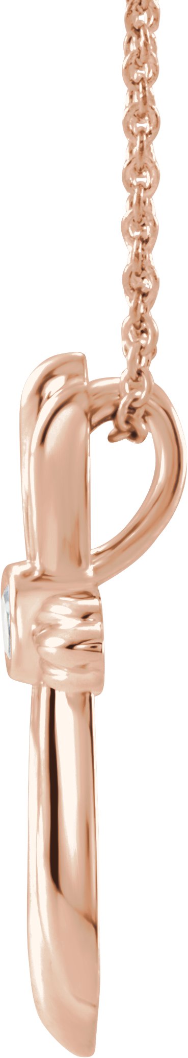 14K Gold Round Natural Diamond Bezel-Set Cross Necklace or Pendant - Rose Gold - view 4