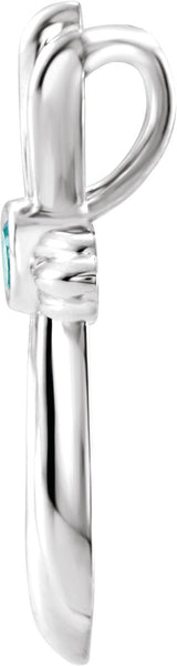 14K Gold Round Natural Blue Zircon Bezel-Set Cross Necklace or Pendant - White Gold - view 4