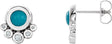 Platinum Round Natural Turquoise & Natural Diamond Accented Cabochon Earrings – 5mm Stones