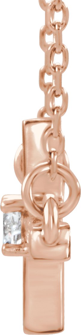 14K Gold Round Natural Diamond Sideways Cross Necklace – up to 1/10 CTW - Rose Gold - view 6