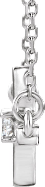 Platinum Round Natural Diamond Sideways Cross Necklace – up to 1/10 CTW - view 6